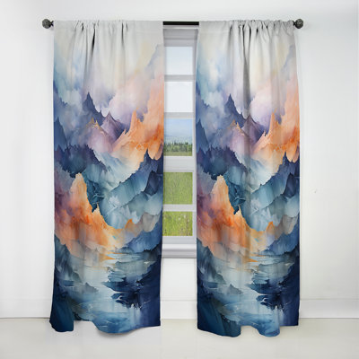 Blue Majestic Bold Mountain II - Impressionism Curtain - Blackout Abstract Curtain - 1 Panels