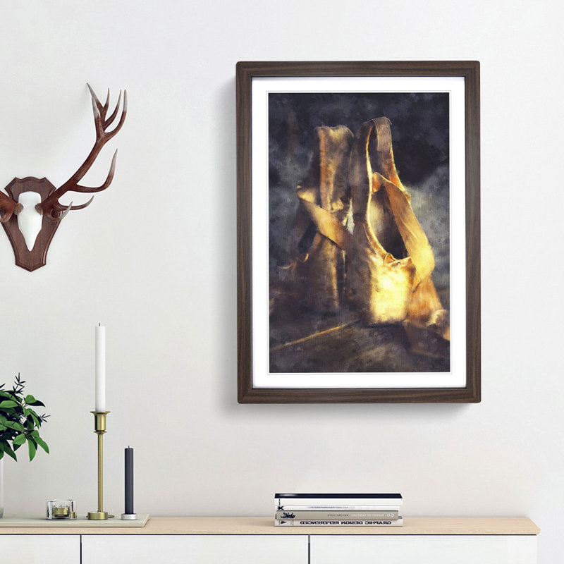 Ballerinas Slippers - Picture Frame Graphic Art Print, 45cm H x 33cm W x 2cm D, Walnut Framed