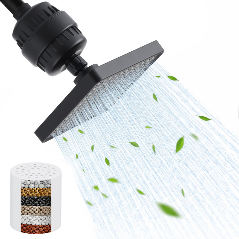 Pomme de douche filtrée à haute pression avec adoucisseur d'eau à 20 niveaux, pomme de douche à pluie pour chlore à eau dure, noir mat