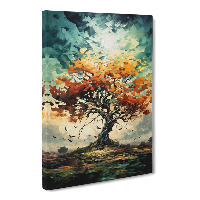 Oak Tree Action Painting No.3 - Wrapped Canvas Print, 60cm H x 40cm W x 3cm D