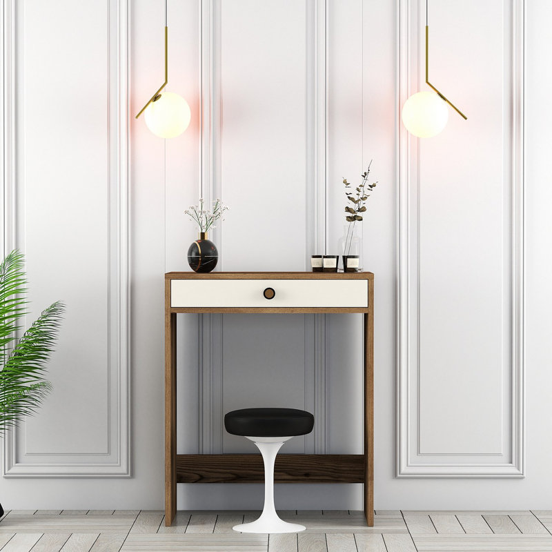 Table de maquillage moderne, 27,6 po x 15,7 po x 33,4 po | 100% panneau de particules enduit de mélamine, épaisseur: 0,7 pouce | Conception élégante pour les routines de beauté, meubles de meuble-lavabo durables et fonctionnels