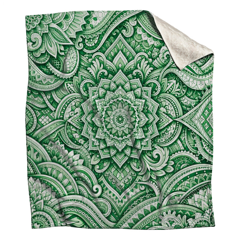 Couvertures de mandala vertes complexes, 50 po L x 60 po H