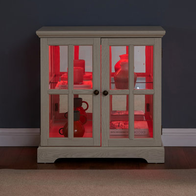 Vitrine lumineuse à DEL, vitrine antique avec tablettes réglables, vitrine de qualité rétro avec portes en treillis, bibliothèque élégante et armoire de rangement pour la décoration intérieure et l'organisation