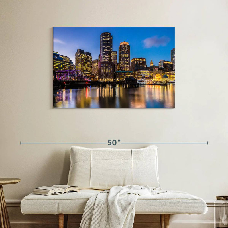 Ravi illuminé l'horizon de Boston, H 26 po x l 39 po