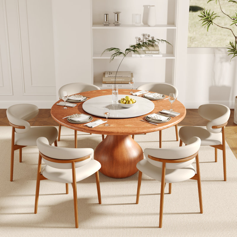 Ensemble de salle à manger en bois massif pour 4 à 6 personnes Otelia, H 29,52 po x l 59 po x P 59 po