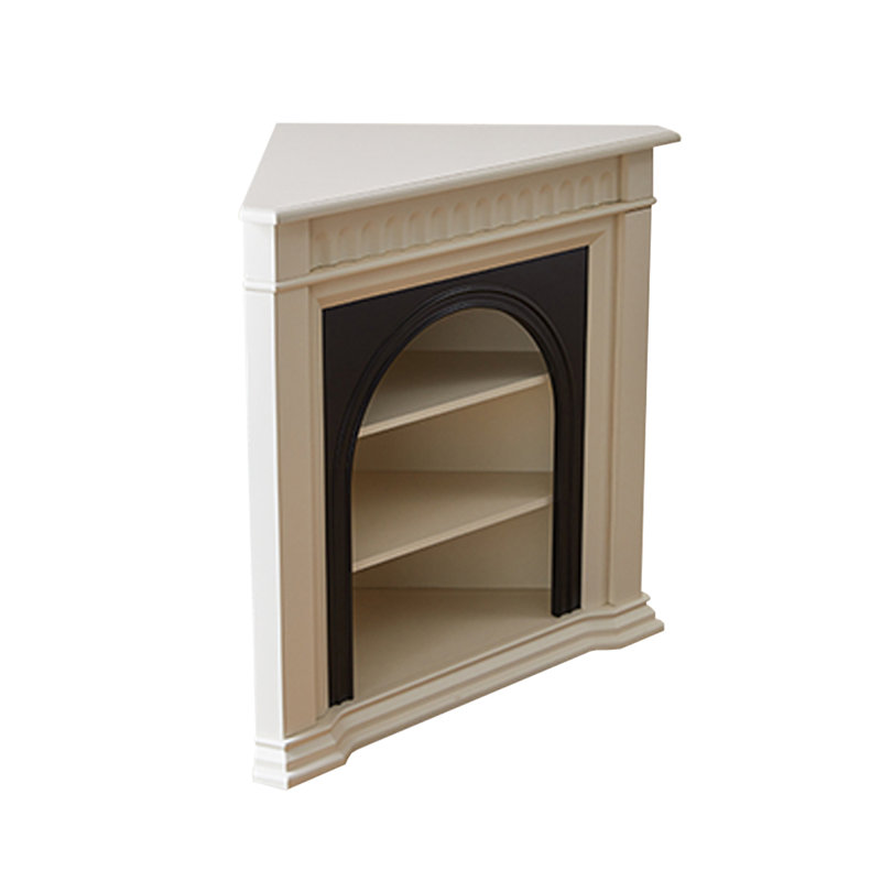 Beige + Black Solid Wood Freestanding Fireplace