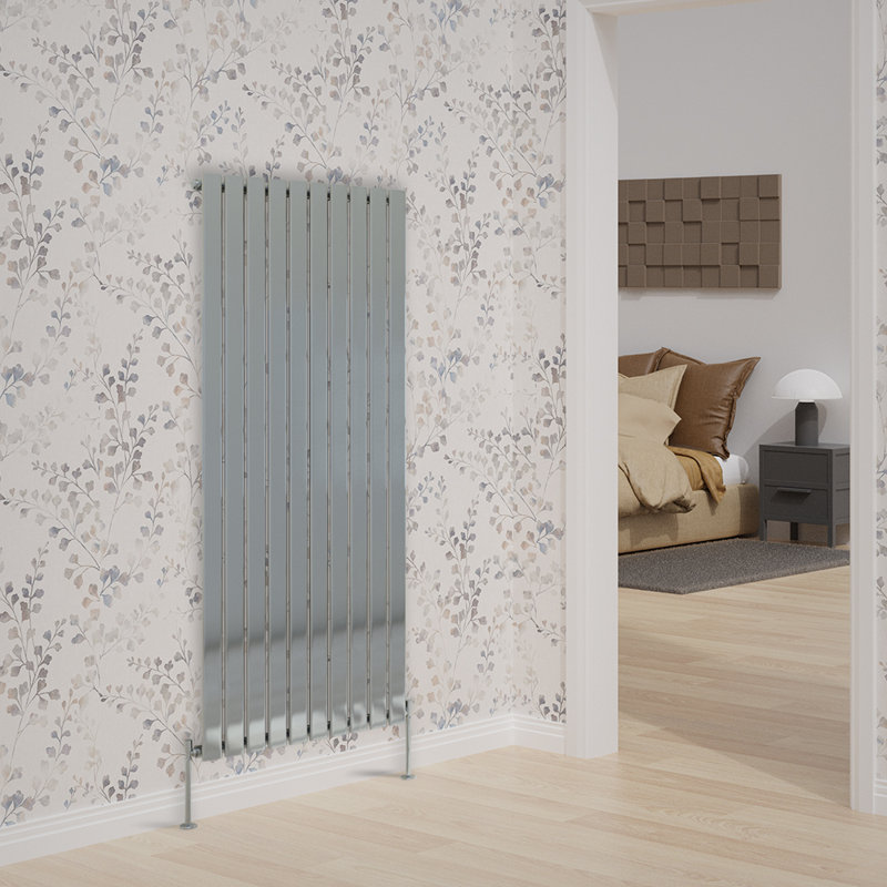 Briscoe Vertical Single Flat Panel Radiator, 160cm H x 68cm W x 5.2cm D, Chrome