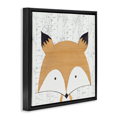 Renard fantaisiste sur cadre flottant en bouleau, design par Kim Allen