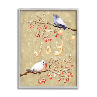 «Joy Birds on Winter Branches» par Verbrugge, reproduction sur toile flottante