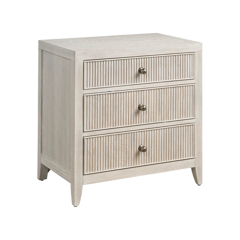 Carmen Three Drawer Nightstand, White Oak