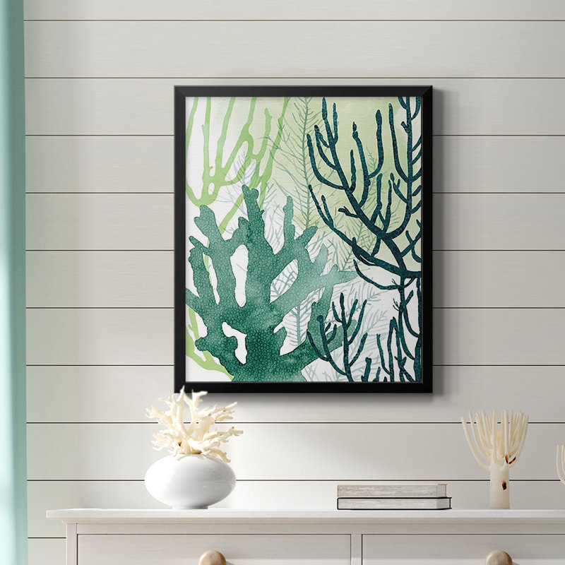 Toile encadrée texturée Coral I de qualité supérieure - prête à être accrochée, Noir, H 24 po x l 20 po