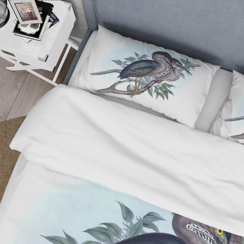 Ensemble de housse de couette Traditional Vintage Birds VII - microfibre de polyester