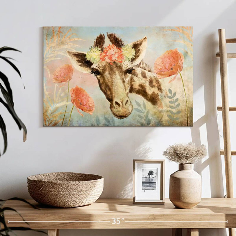 Brampt Giraffe Spring Floral, 16" H x 24" W