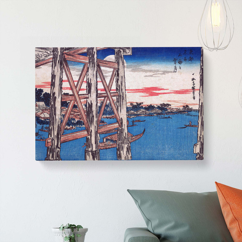 Twilight Moon At Ryogoku Bridge by Utagawa Hiroshige - Wrapped Canvas, 40cm H x 60cm W x 3cm D