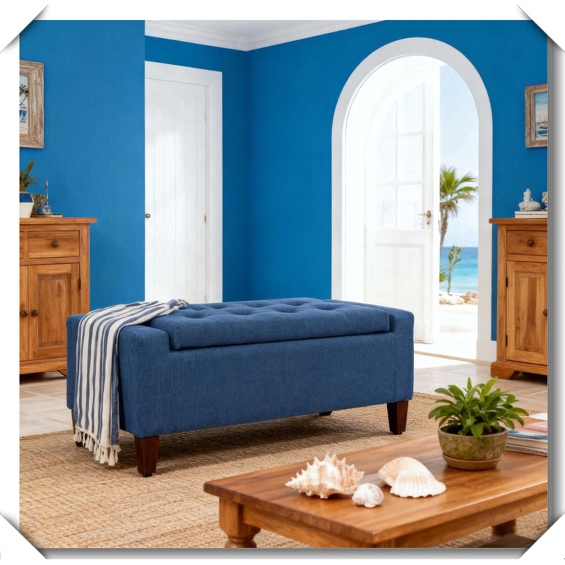 Hall de rangement avec repose-pieds avec rangement, Bleu très foncé