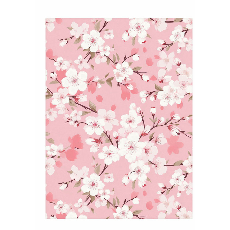 Floral japonais, fleurs de cerisier japonais, Sakura I, impression sans cadre, H 16 po x l 12 po