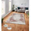 Tapis rectangulaire tissé à la machine en polyester tissé à la machine en gris / mauve-1263376714