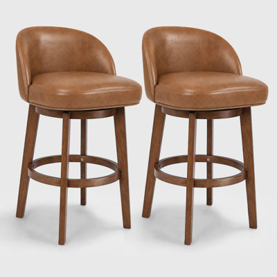 Sheridan Modern 34.2''H Swivel Counter Stool With Solid Wood Legs