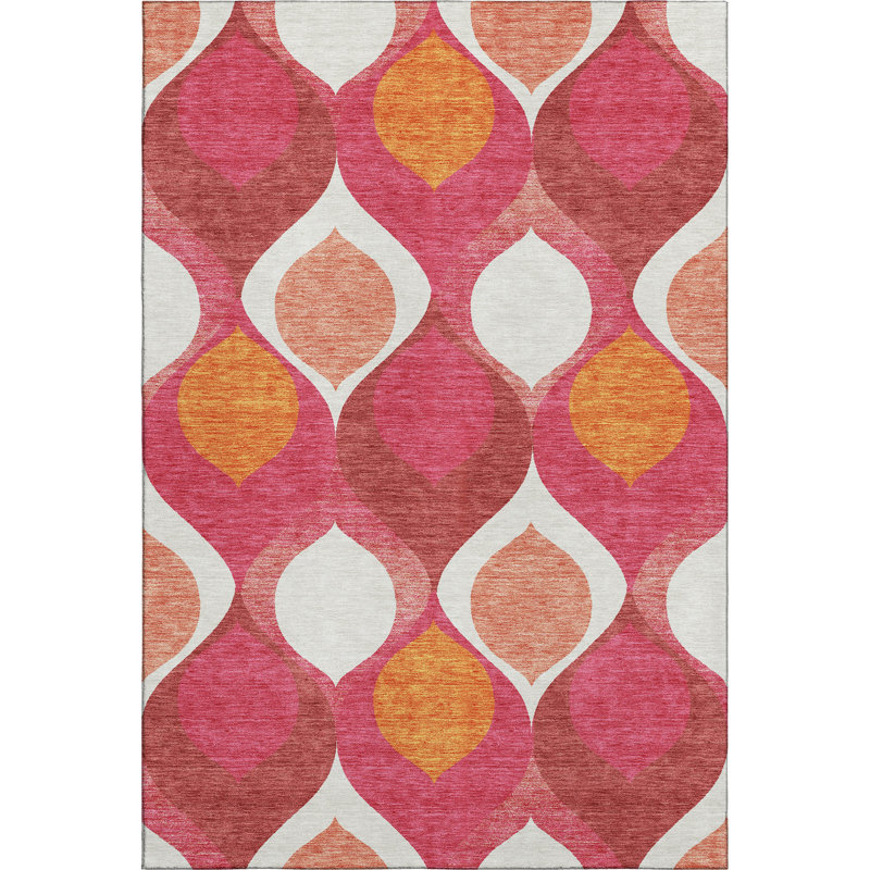 Premium Machine Washable Lisse Pink Rug, Rectangle 8' x 10'