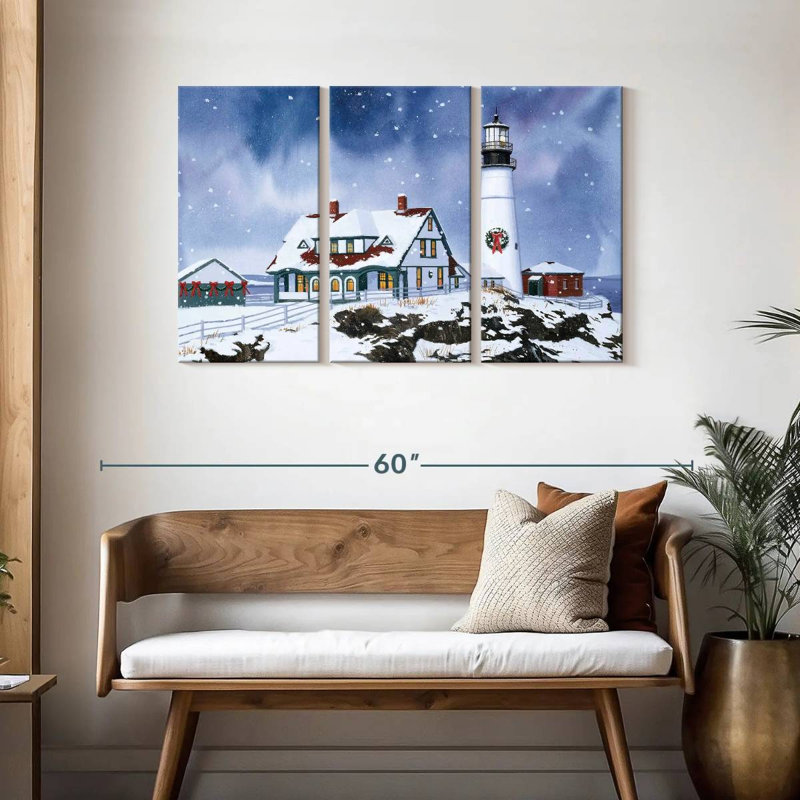 Phare d'Aletra en hiver, H 28 po x l 45 po