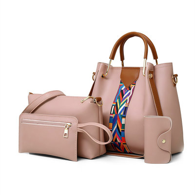 4Pcs/Set Women Ladies Leather Handbag Shoulder Tote Purse Satchel Messenger Bag