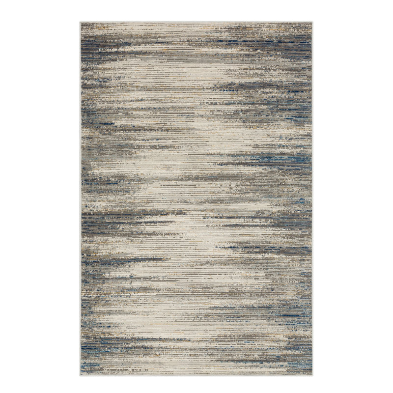 Louque Light Grey Modern Abstract Stripe Area Rug, Rectangle 7'10" x 10'
