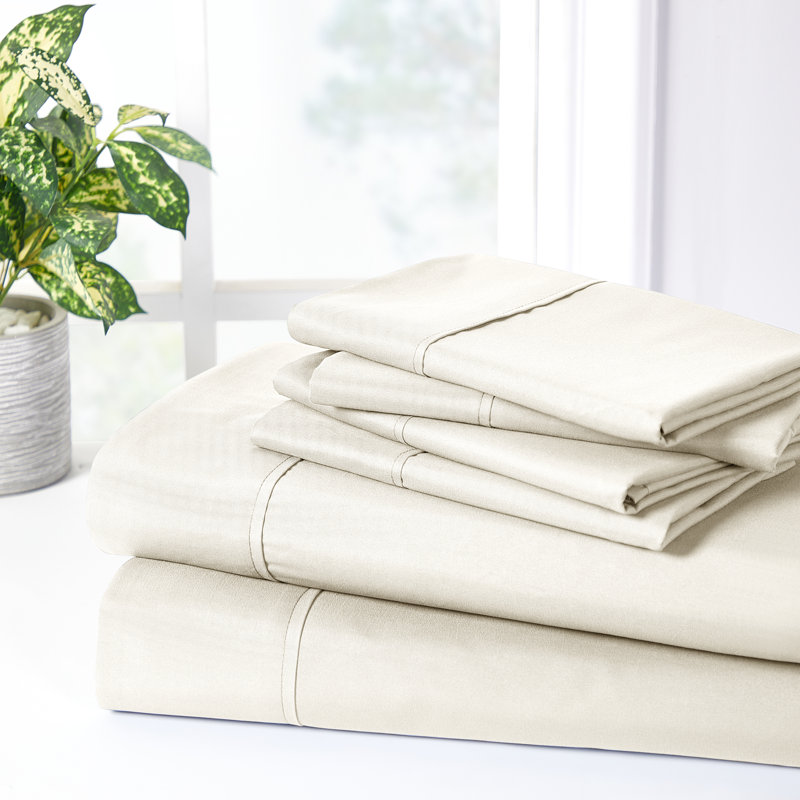 Cream Organic Cotton Bamboo Twin XL Percale Sheet Set