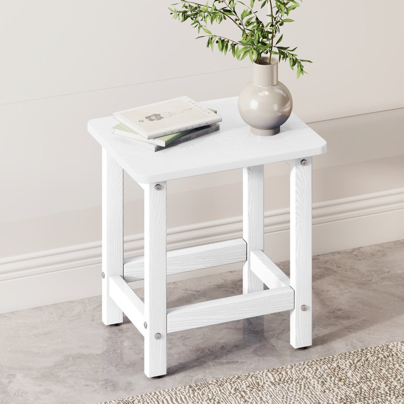 All Weather Poly Adirondack Outdoor Side Table End Table –HDPE Weatherproof & Durable Patio Side Table, White