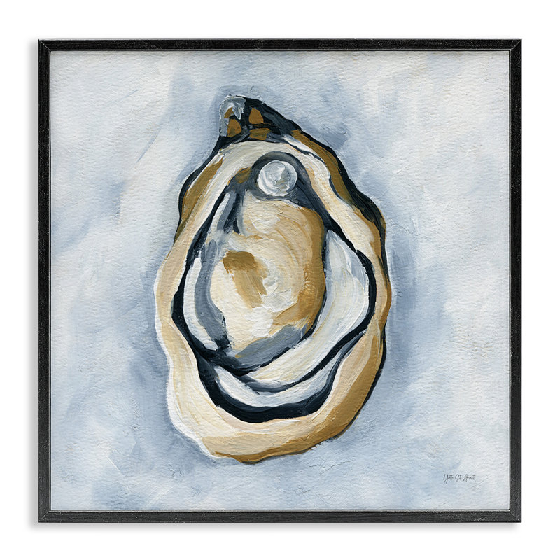 Huître avec art giclée perle par Yvette St. Amant, Giclée encadrée noir minuit, H 12 po x l 12 po