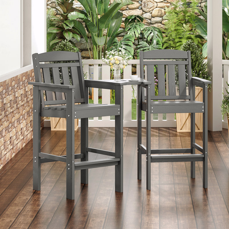Tall HDPE Adirondack Bar Stools Connecting Tray Set, Gray