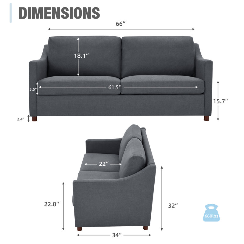 66'' Reception Loveseat, Gray Fabric