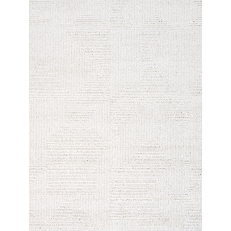 Sutton Ivory Stripe 4' x 6' Stain-Resistant Synthetic Rug