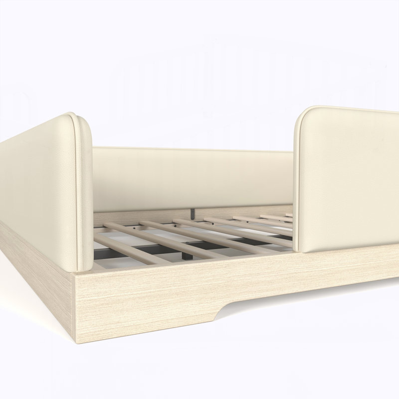 Grand lit de plancher tapissier, Grand lit, Beige