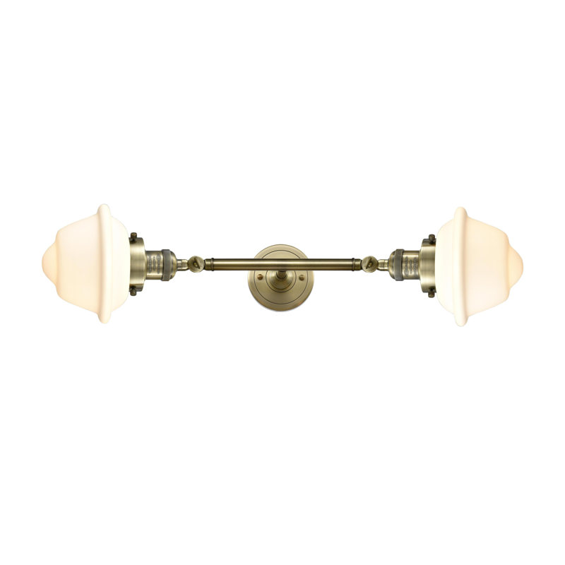 Gebhart 2 - Light Dimmable Vanity Light, Antique Brass, 60 Watt Vintage Incandescent Bulb, Matte White Cased