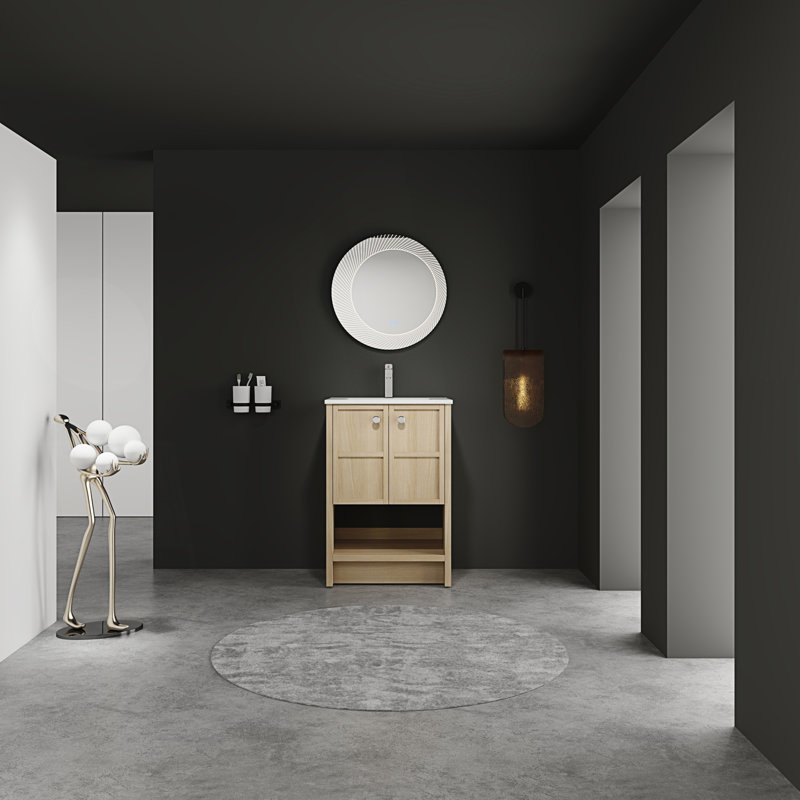 Meuble-lavabo autoportant avec lavabo en céramique, 24"