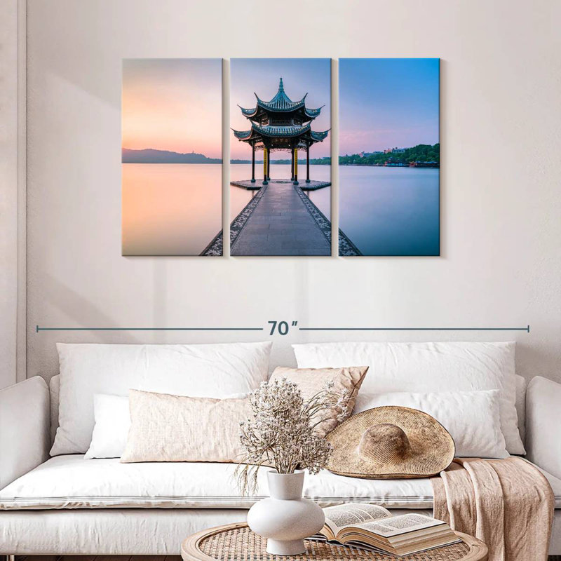 Adella Jixian Pavilion Sunset Scene, 28" H x 45" W
