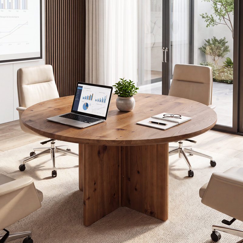 47.24'' Solid Wood Round Conference Table