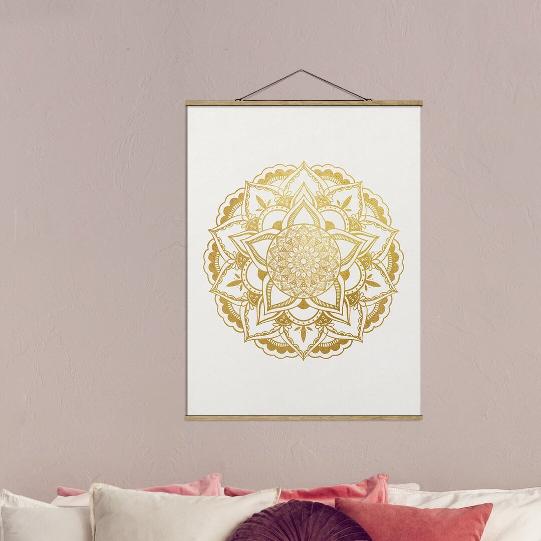 Wandbild Mandala Illustration Ornament Weißgold