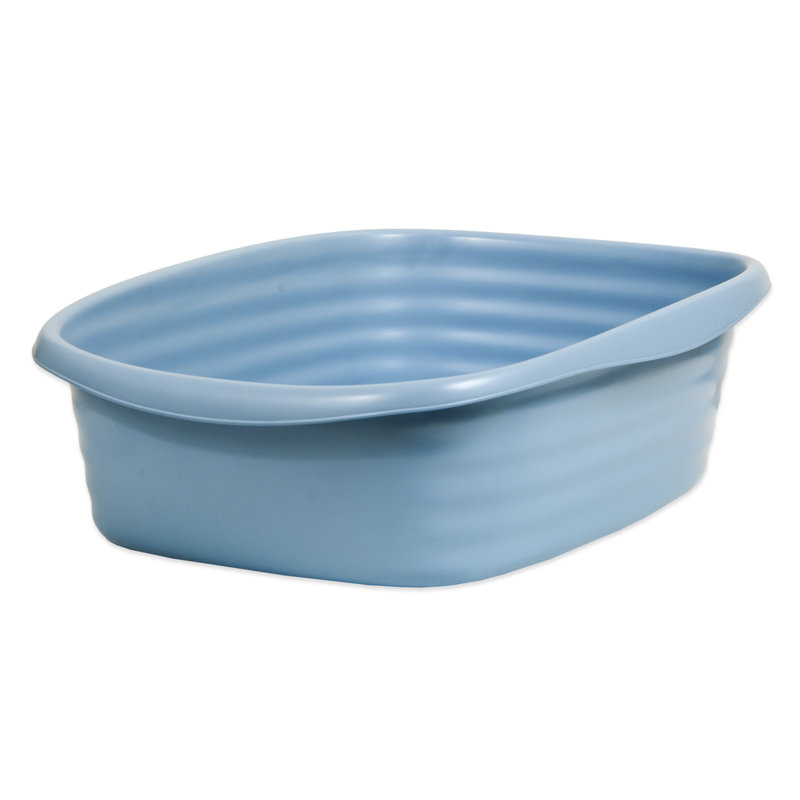 Large Blue Plastic Cat Litter Pan with High Sides