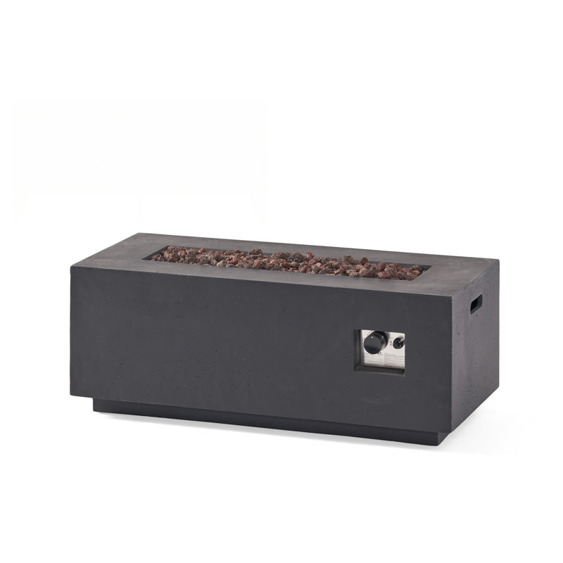 40,000 BTU Rectangular MgO Concrete Propane Fire Pit, Perfect for Cozy Outdoor Gatherings and Stylish Patio Decor, Dark Gray