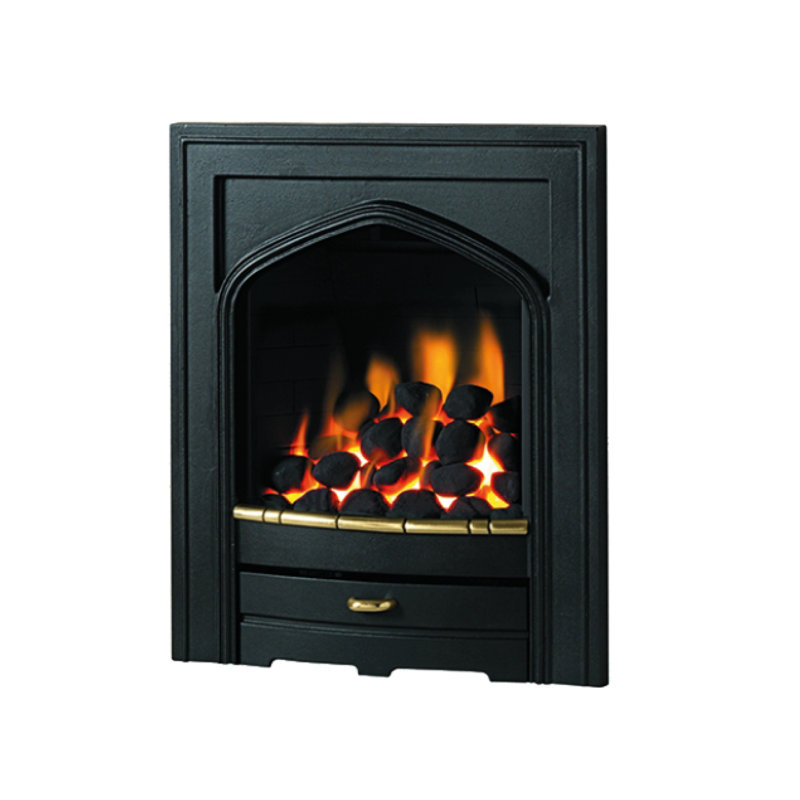 Katherine 54cm W Natural Gas / Propane Fireplace Insert, Black/Brass