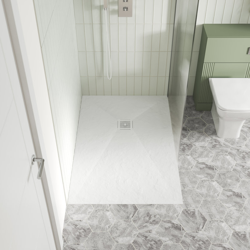 1200 x 800 mm Standard Shower Tray, 3.3cm H x 80cm W x 120cm D, White Slate