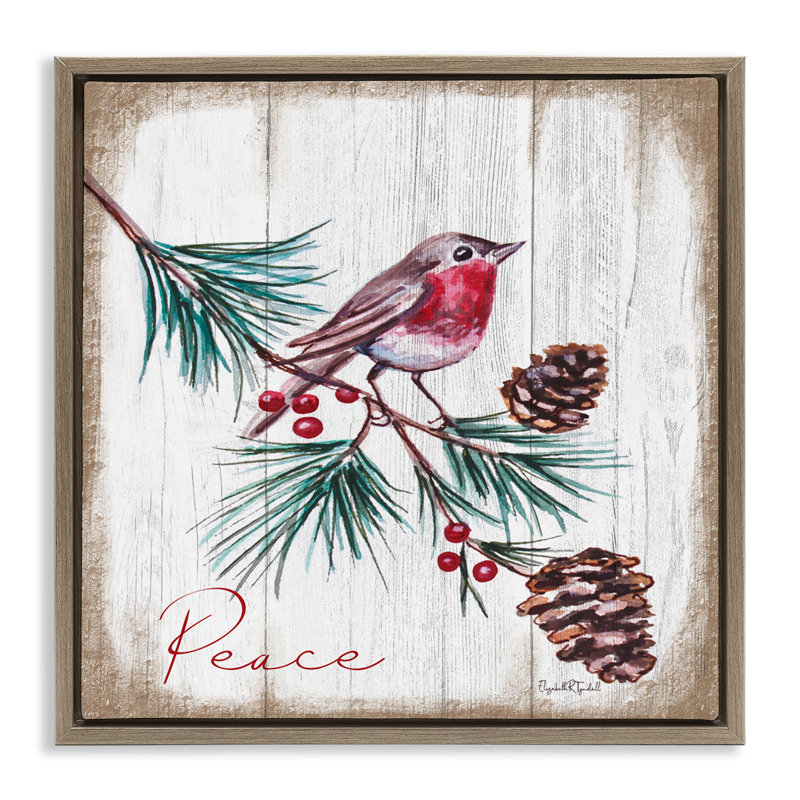 «Rustic Bird» par Elizabeth Tyndall, Cadre flottant orme Montalcino, H 25 po x l 25 po