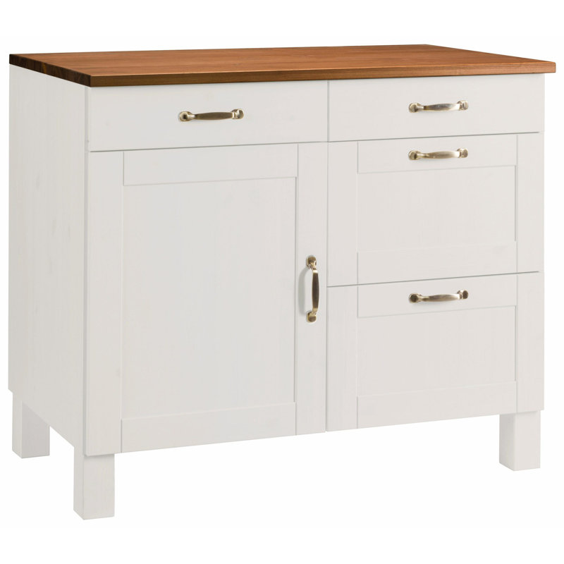 Flintwood 85cm Kitchen Pantry, White/Honey