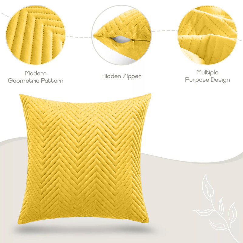 Chevron Square Cushion, Ochre