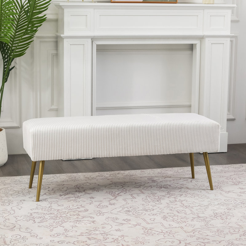 Fawad Velvet Upholstered Bench, White