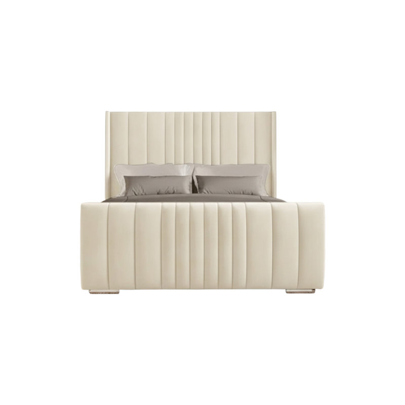 Schwamm Upholstered Bed Frame, Cream, Kingsize (5')