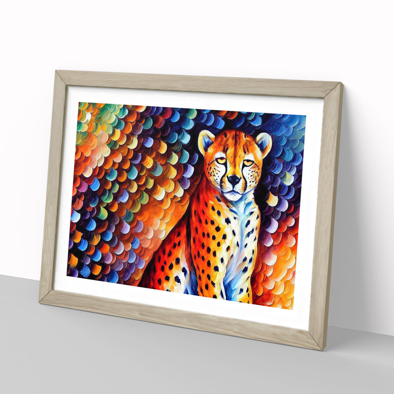 Cheetah Vol.1 Abstract - Single Picture Frame Painting, 34cm H x 46cm W x 2cm D, Oak