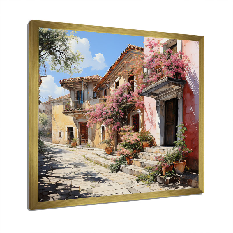 «Mexique Colonial Charm» - art mural mexicain, H 30 po x l 30 po x P 1,5 po, Cadre doré simple
