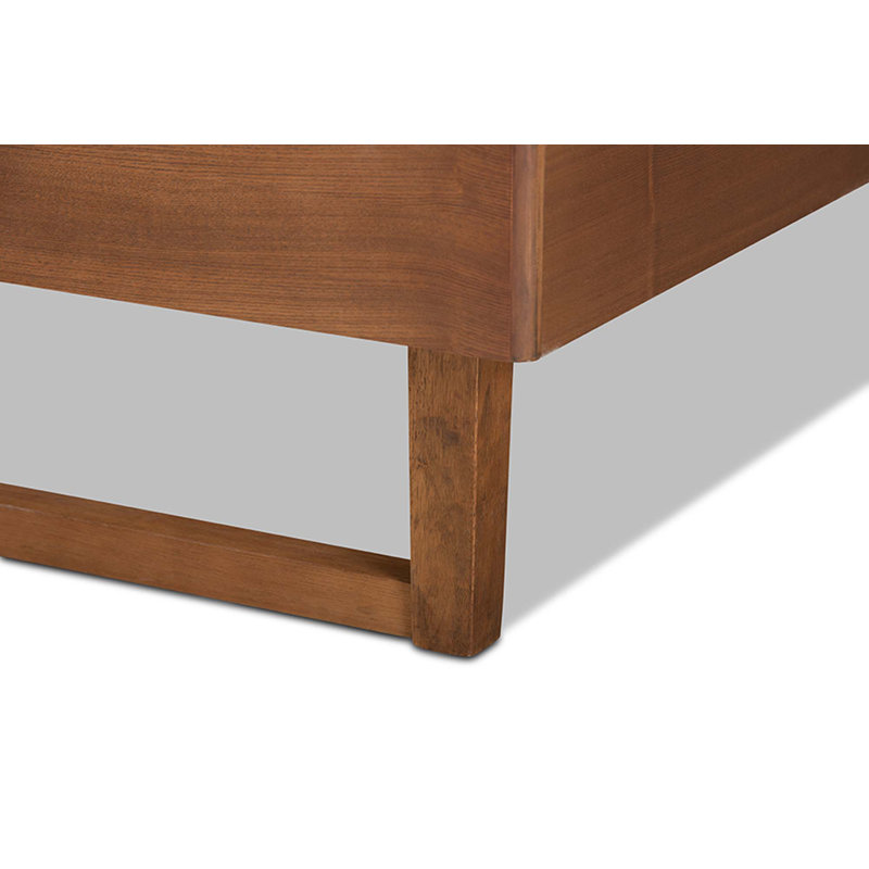 Lit plateforme en bois fini brun noyer Johnmark (double), Grand